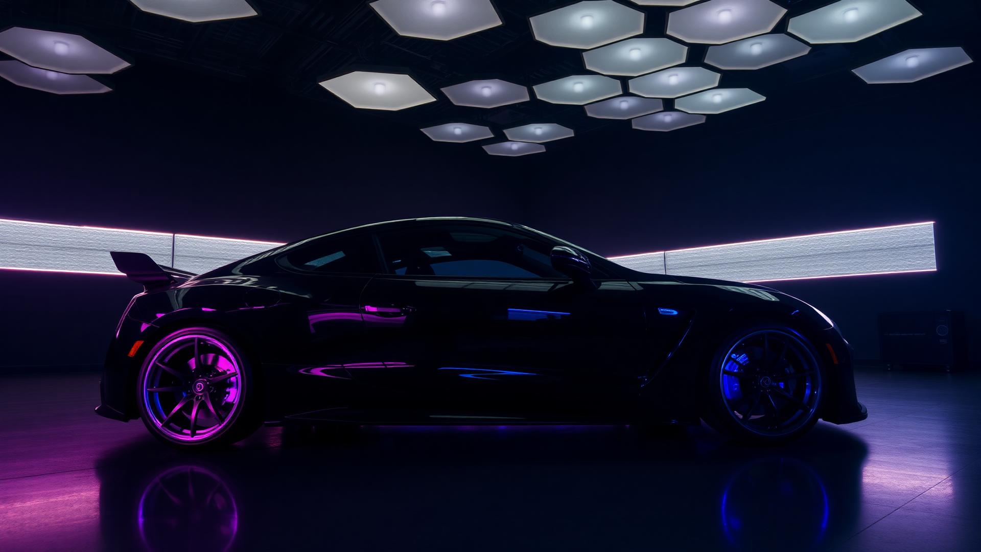 Luxury vehicle in tinting studio